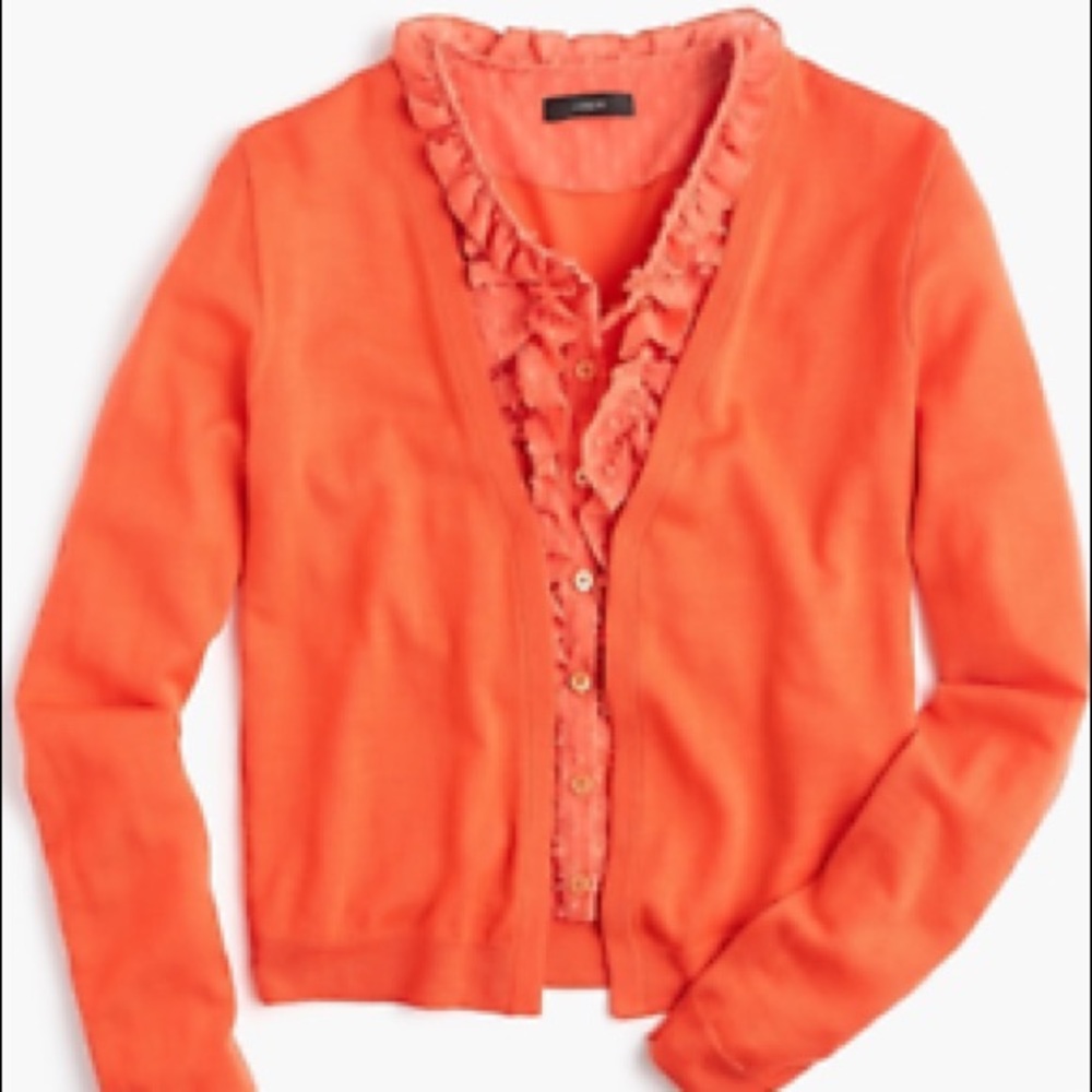 J. Crew Ruffle Layered Cardigan Sweater LS…